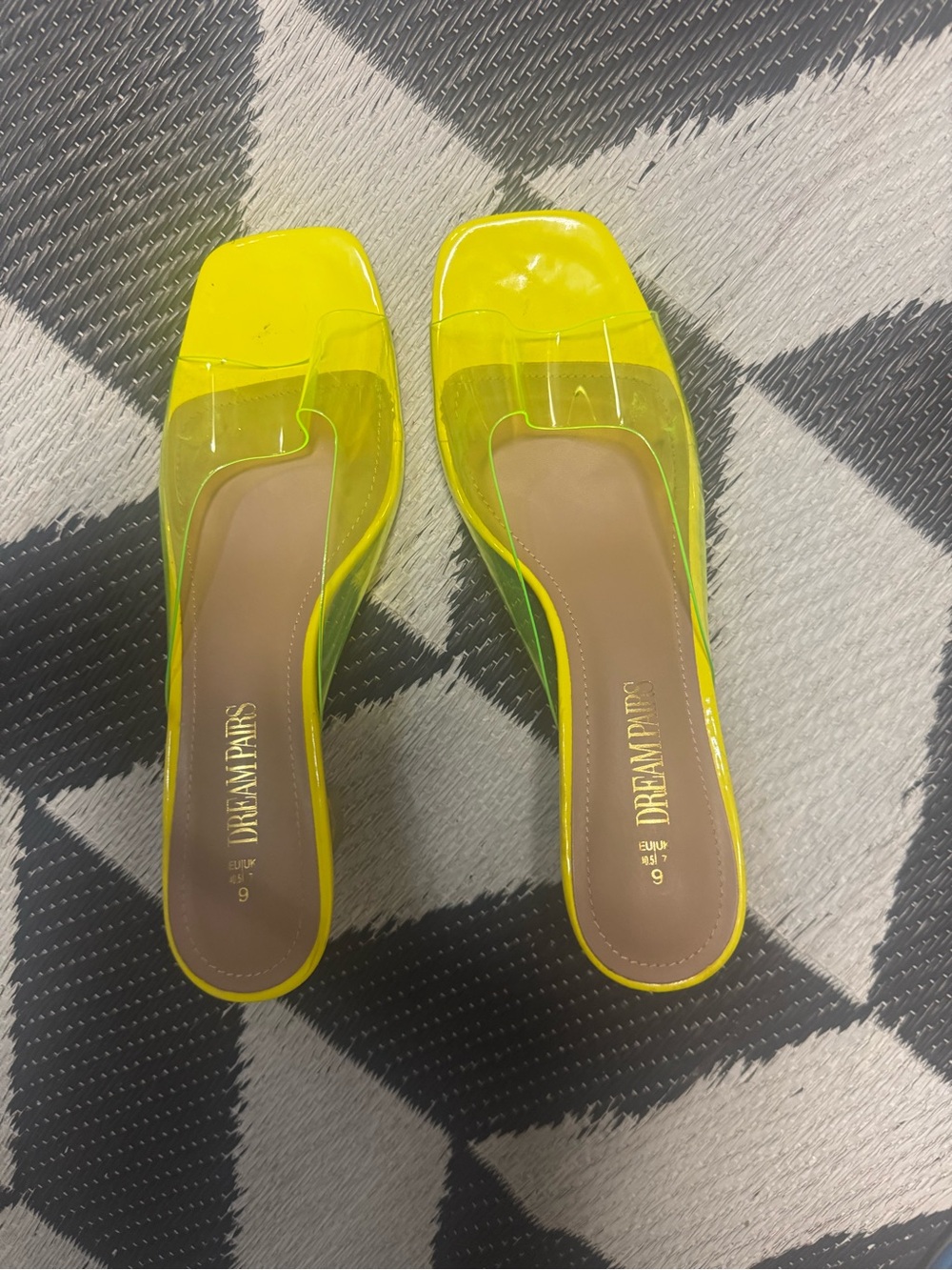 Dream Pairs Neon Yellow Clear Slide Mules